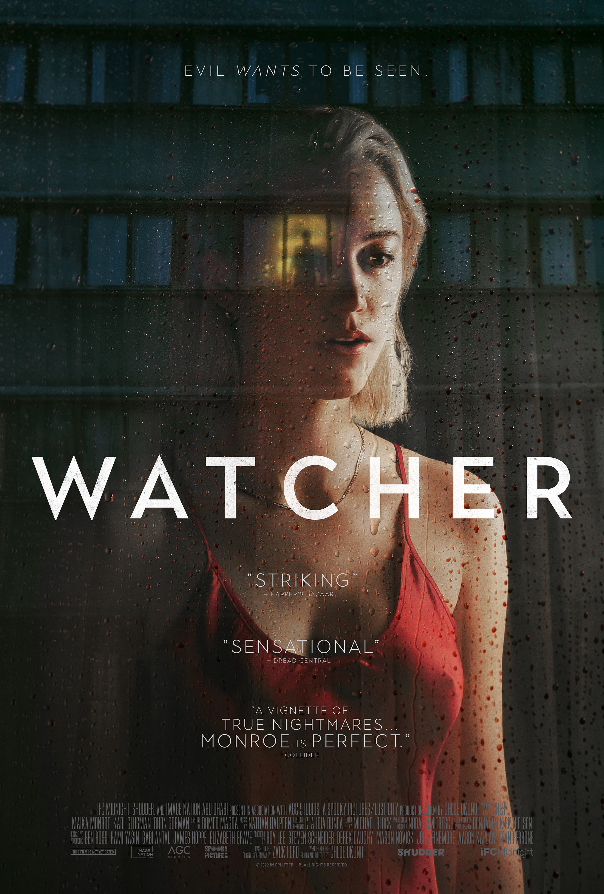 Locandina ufficiale verticale di Watcher, film del 2022 diretto da Chloe Okuno